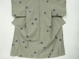 アンティーク　楓模様織出し手織り紬着物